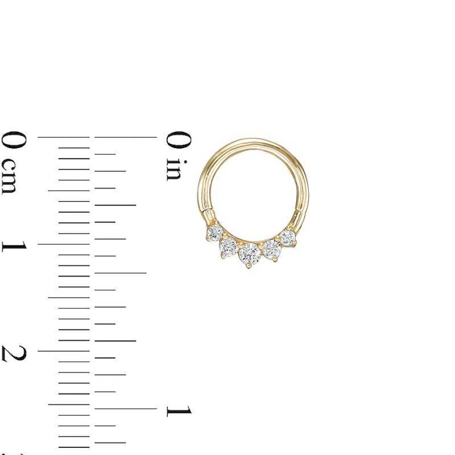 Banter 10K Solid Gold Cz Graduated Five Stone Nose Ring - 16G 3/8" Nose