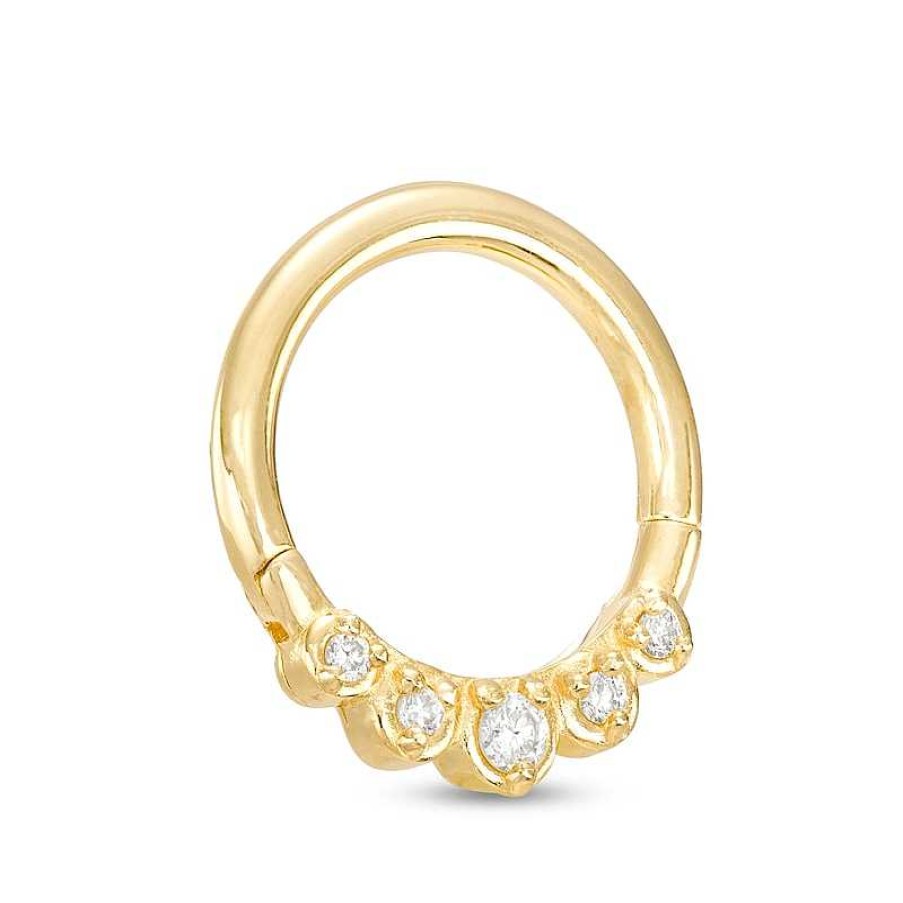 Banter 14K Gold Diamond Accent Hoop - 16G 3/8" Nose