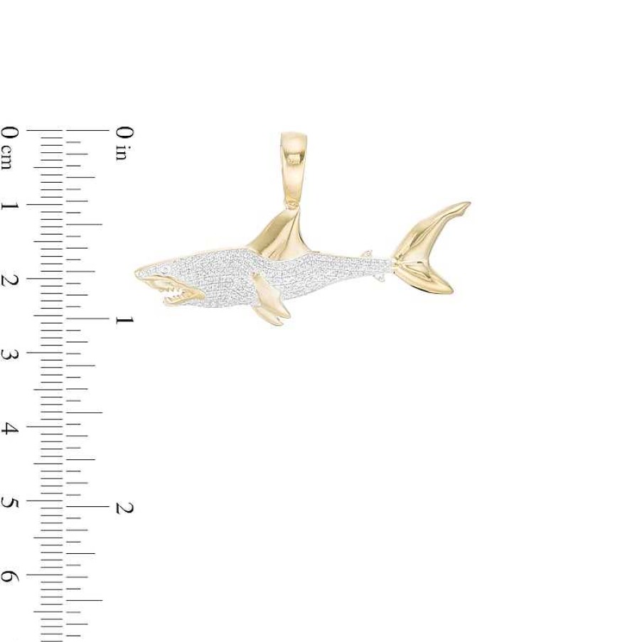 Banter 1/3 Ct. T.W. Diamond Shark Necklace Charm In 10K Gold Charms