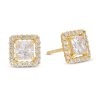 Banter 4Mm Cubic Zirconia Square Halo Stud Earrings In Sterling Silver With 14K Gold Plate Earrings