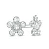 Banter White Crystal Daisy Stud Piercing Earrings In 14K Solid White Gold Earrings