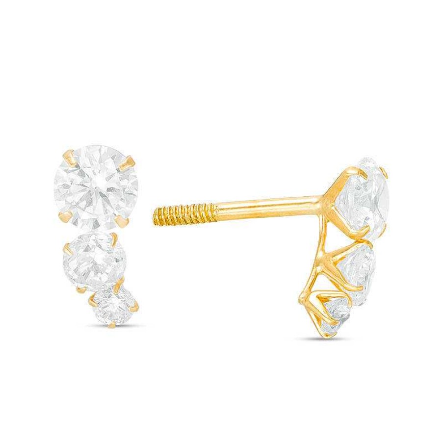 Banter Child'S Cubic Zirconia Graduated Three Stone Crawler Earrings In 10K Gold Earrings