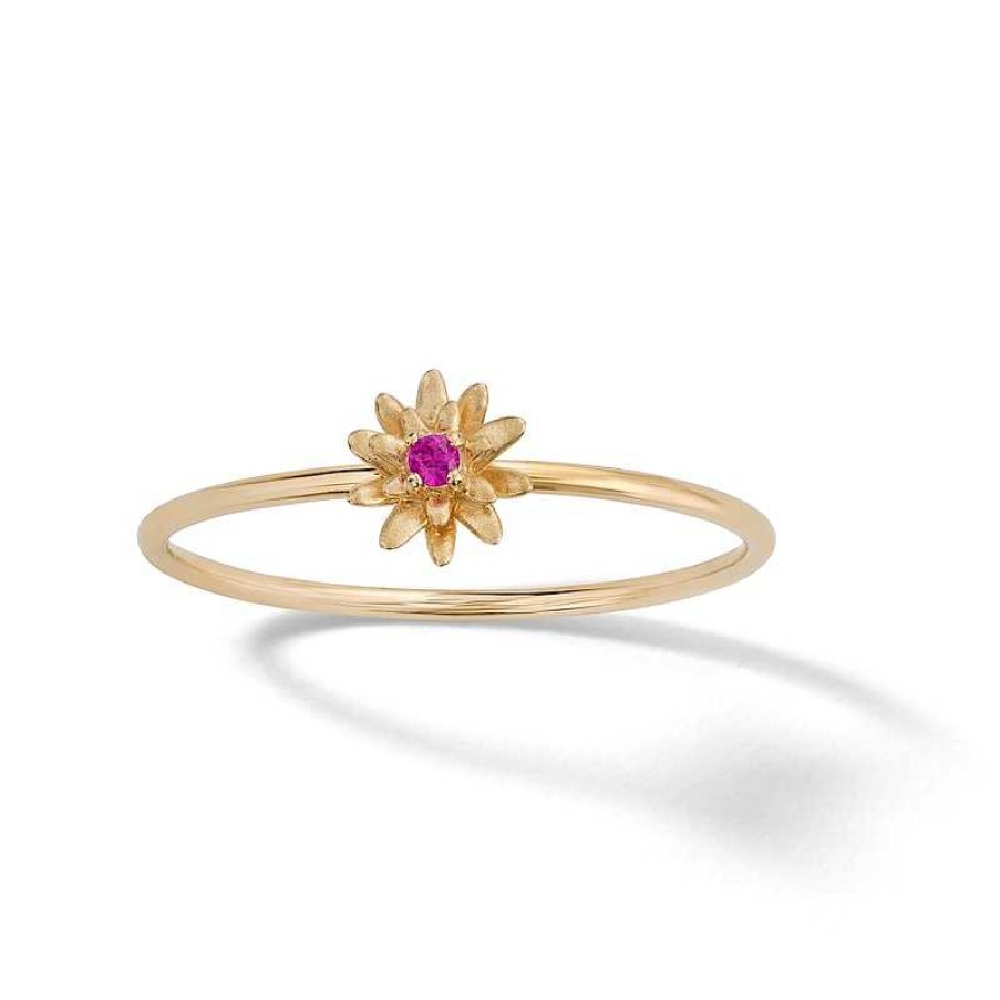 Banter 10K Solid Gold Lab-Created Ruby Water Lily Ring Rings