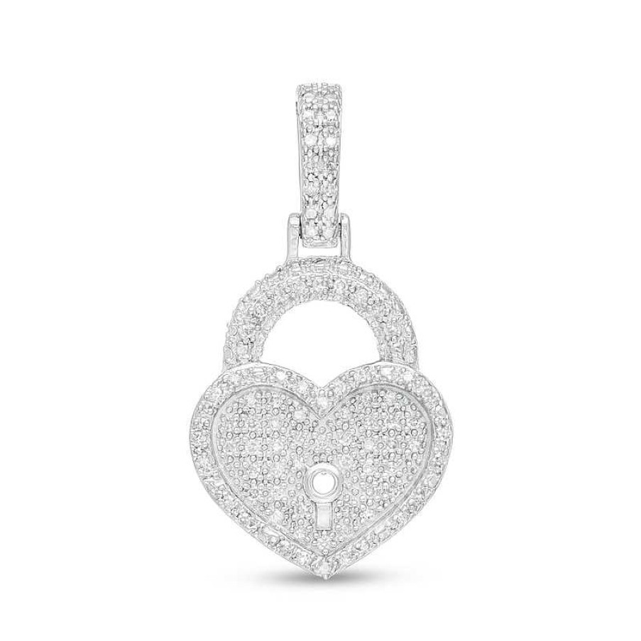 Banter 1/6 Ct. T.W. Diamond Heart-Shaped Lock Charm In Sterling Silver Charms