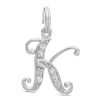 Banter Cubic Zirconia Calligraphy Initial "K" Bracelet Charm In Sterling Silver Charms