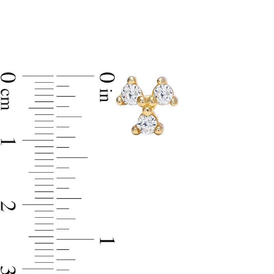 Banter 14K Solid Gold Cz Trio Nose Bone Stud - 20G Nose