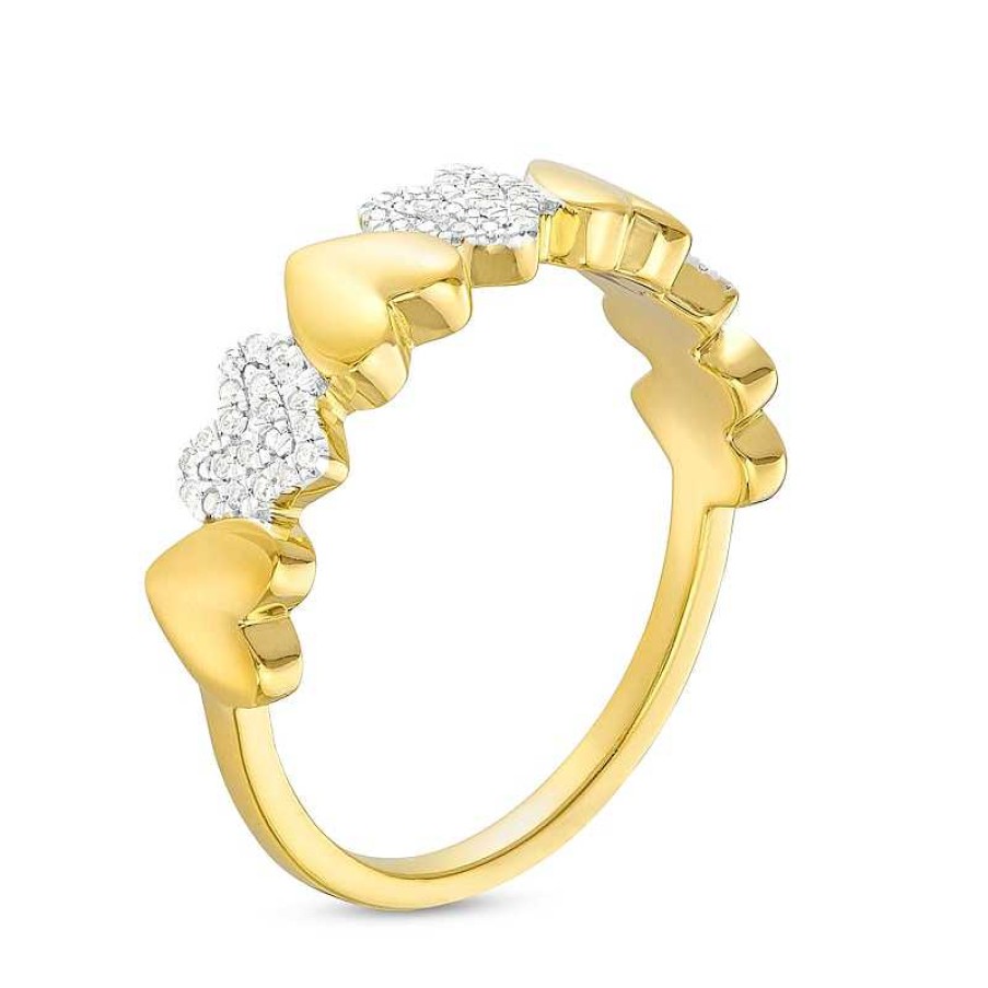 Banter 1/10 Ct. T.W. Diamond Multi Heart Ring In Sterling Silver With 14K Gold Plate Rings