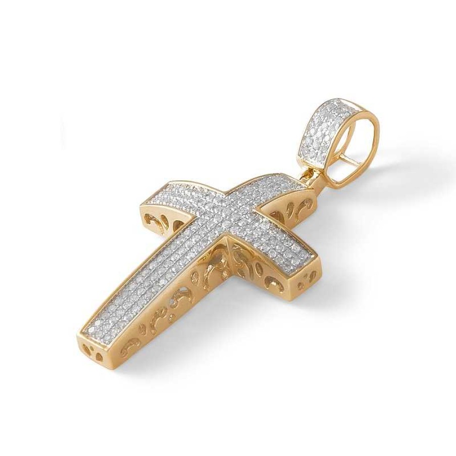 Banter 1/2 Ct. T.W. Diamond Triple Row Cross Charm In 10K Gold Charms