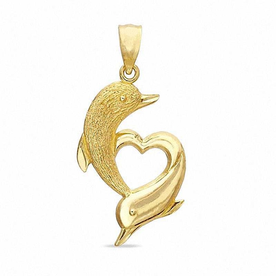 Banter Dolphins Heart Charm In 10K Solid Gold Charms