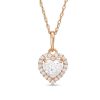 Banter 5Mm Heart-Shaped Cubic Zirconia Frame Pendant In 14K Semi-Solid Rose Gold - 17" Necklaces