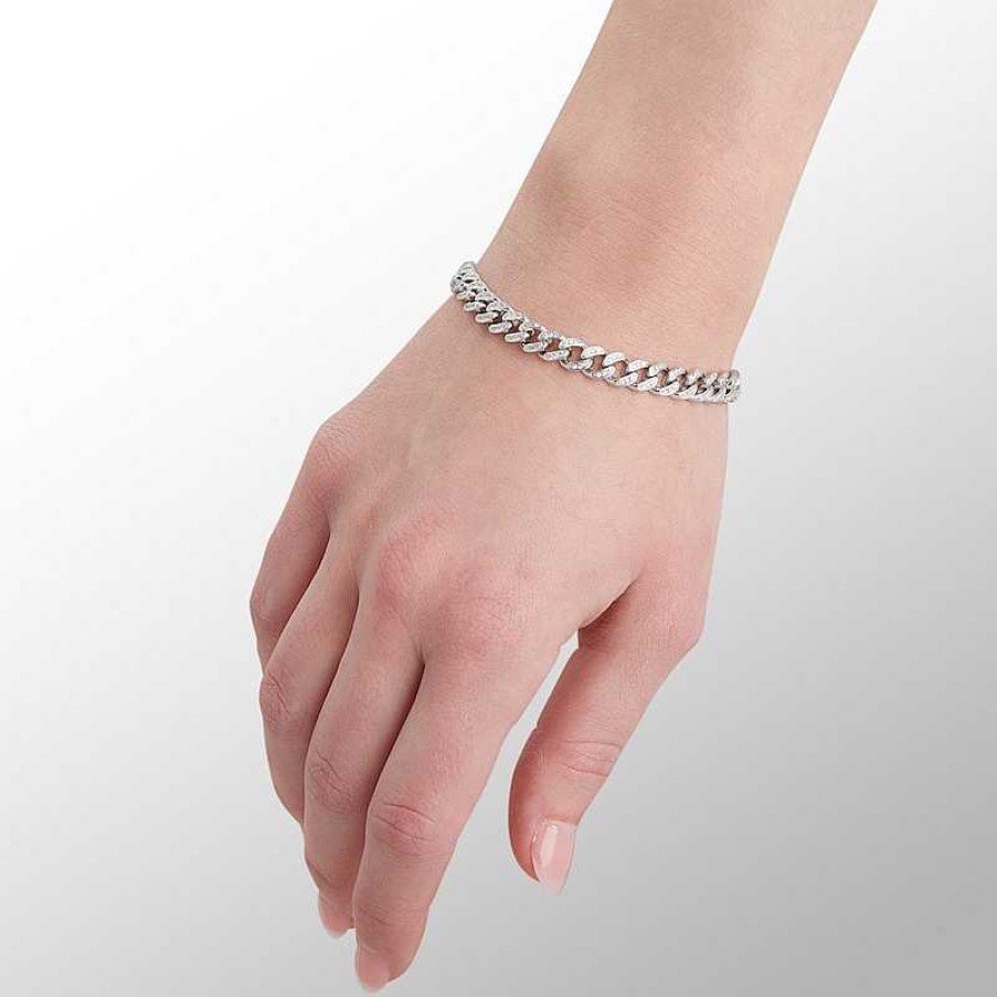 Banter Cubic Zirconia 7Mm Curb Chain Bracelet In Solid Sterling Silver - 7.5" Bracelets