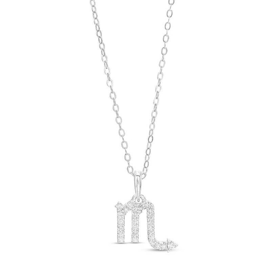 Banter Cubic Zirconia Dainty Scorpio Symbol Pendant Necklace In Sterling Silver Necklaces