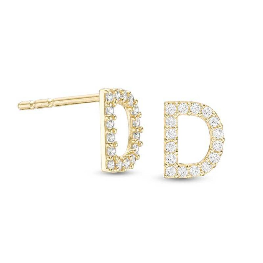 Banter Cubic Zirconia "D" Initial Stud Earrings In 10K Gold Earrings