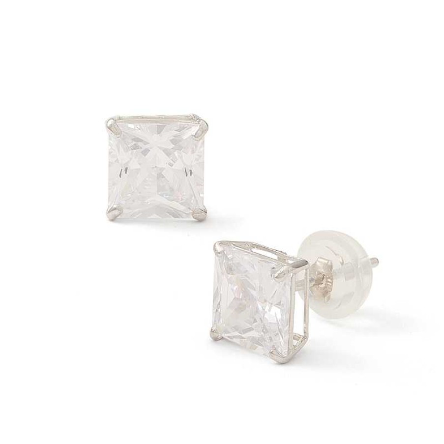 Banter 6Mm Square-Cut Cubic Zirconia Stud Earrings In 10K White Gold Earrings