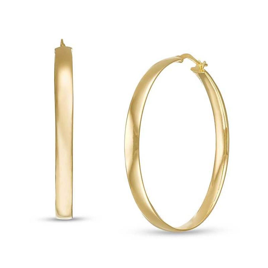 Banter Made In Italy 40Mm Flat Hoop Earrings In 10K Hollow Gold Earrings