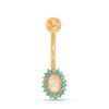 Banter Yellow Ion Plated Oval Dichroic And Blue Crystal Frame Belly Button Ring - 14G 3/8" Belly Button