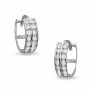 Banter Cubic Zirconia Two Row 11Mm Huggie Earrings In 10K White Gold Earrings