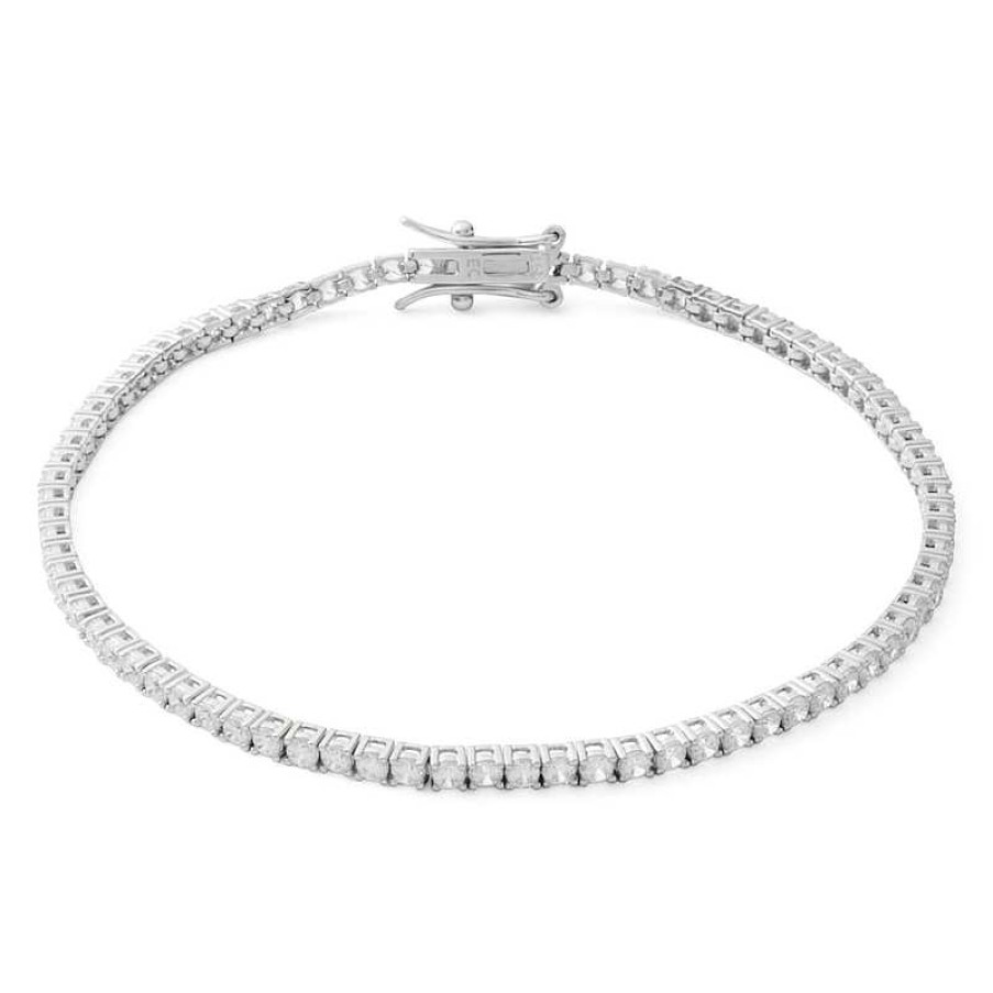 Banter Cubic Zirconia Tennis Bracelet In Sterling Silver - 7.25" Bracelets