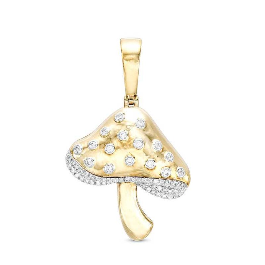 Banter 1/6 Ct. T.W. Diamond Mushroom Necklace Charm In Sterling Silver With 14K Gold Charms