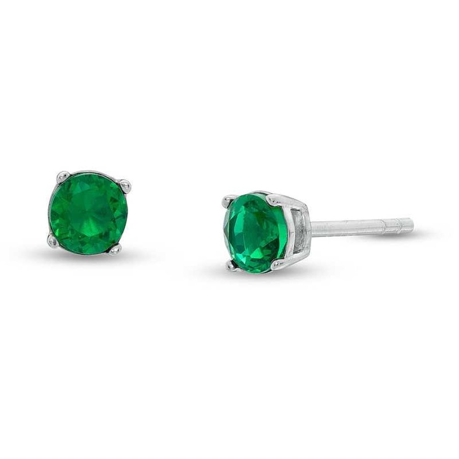 Banter 4Mm Green Cubic Zirconia Solitaire Stud Earrings In Solid Sterling Silver Earrings