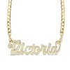 Banter Script Name With Curb Chain Necklace In Solid Sterling Silver With 14K Gold Plate (1 Line) - 18" Necklaces