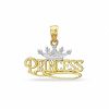 Banter Textured Princess With Crown Two-Tone Necklace Charm In 10K Gold Charms