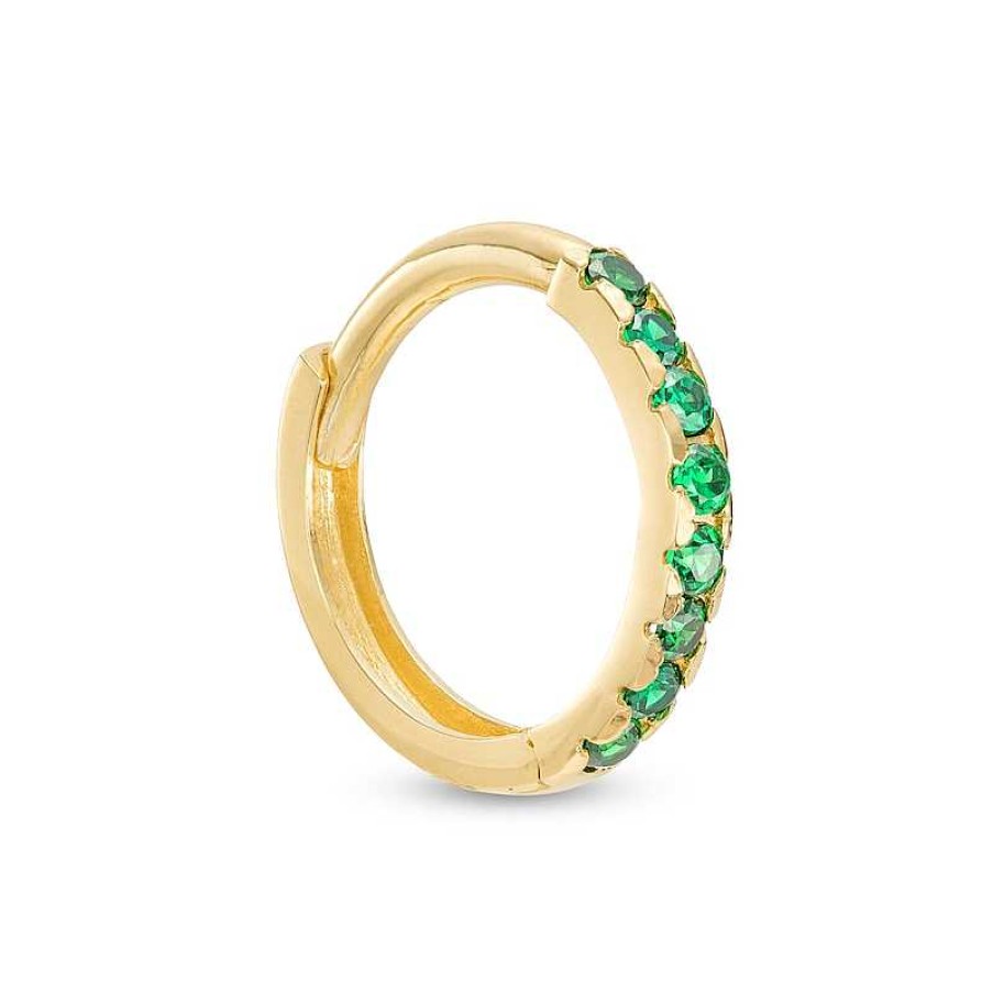 Banter 14K Gold Green Cz Hoop In 14K Gold - 3/8" Nose