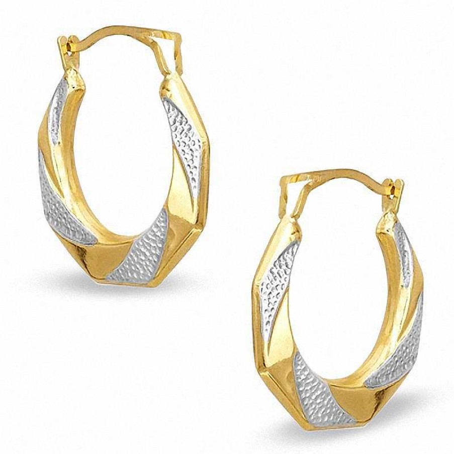 Banter Octagonal Hoop Earrings In 10K Two-Tone Gold Earrings