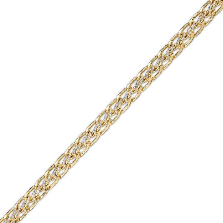 Banter Made In Italy 050 Gauge Diamond-Cut Sedusa Link Chain Two-Tone Anklet In 10K Hollow Gold - 10" Ankle