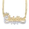 Banter Script Name With Crown And Heart Curb Chain Two-Tone Necklace In Sterling Silver With 14K Gold Plate (1 Line) - 18" Necklaces