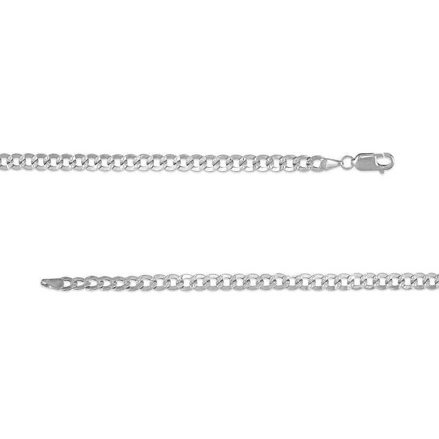 Banter 10K Semi-Solid White Gold Diamond-Cut Curb Chain - 18" Necklaces