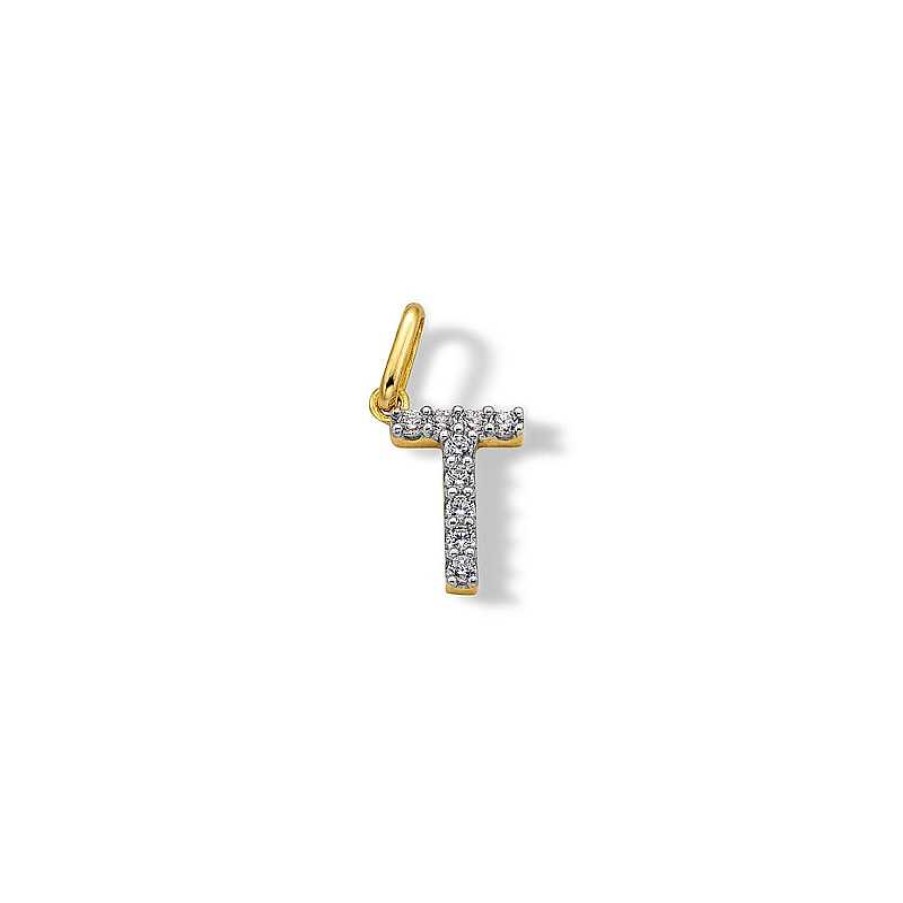 Banter 10K Solid Gold Cz T Initial Charm Charms