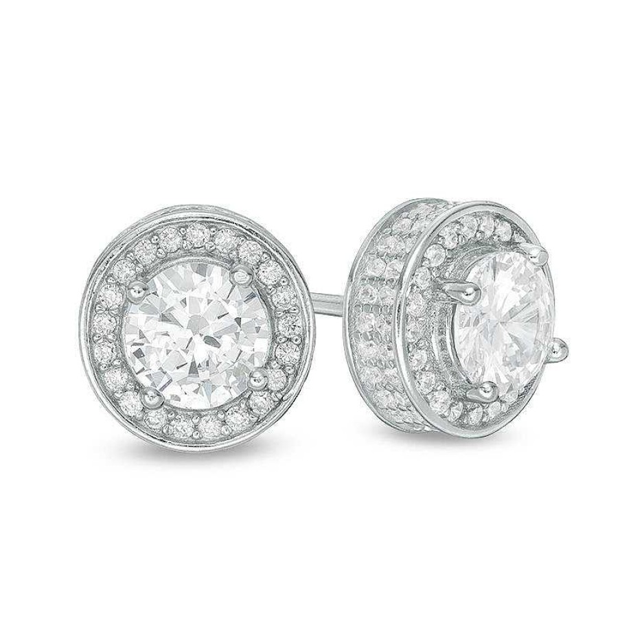 Banter 6Mm Cubic Zirconia Frame Stud Earrings In Solid Sterling Silver Earrings