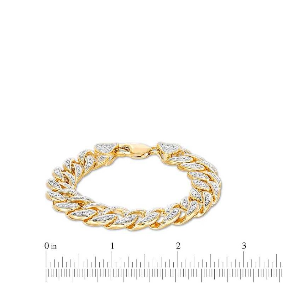 Banter 1/4 Ct. T.W. Diamond Curb Link Chain Bracelet In Solid Sterling Silver With 14K Gold Plate - 7.5" Bracelets