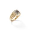 Banter 1/10 Ct. T.W. Champagne And White Composite Diamond Frame Square Ribbed Ring In 10K Gold Rings