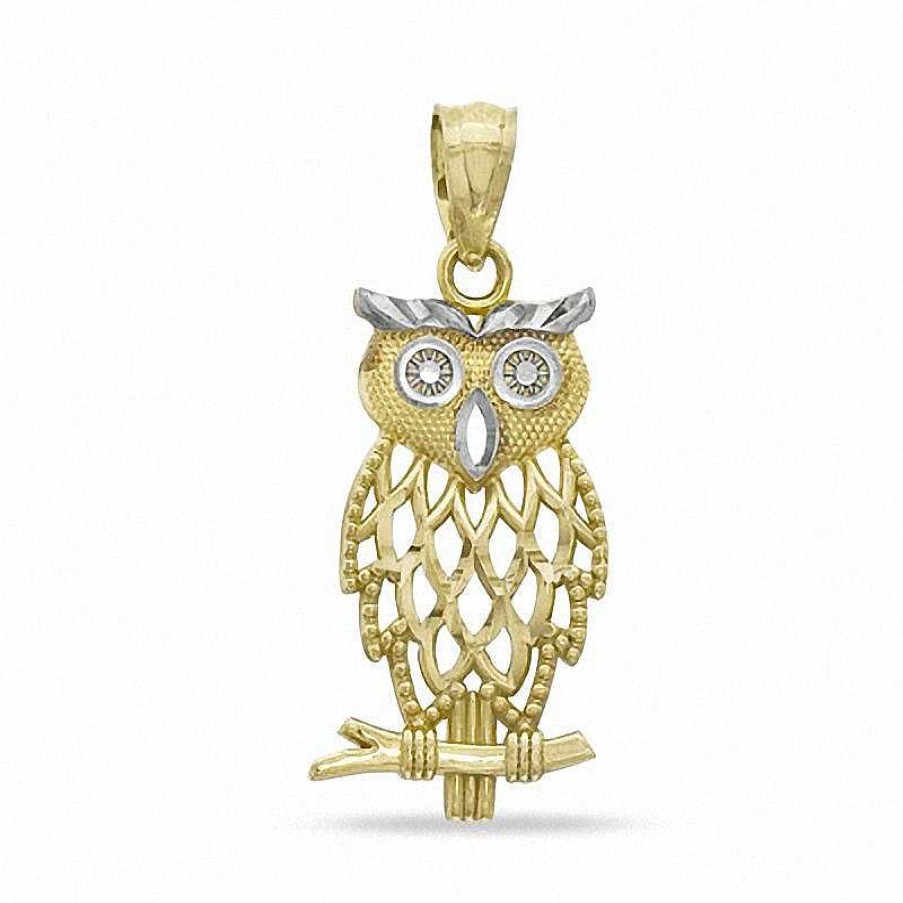 Banter Diamond-Cut Owl Charm In 10K Solid Two-Toned Gold Charms