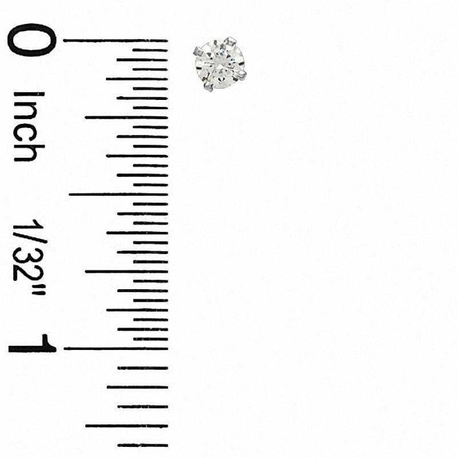 Banter 4Mm Cubic Zirconia Solitaire Stud Piercing Earrings In 14K Solid White Gold Earrings