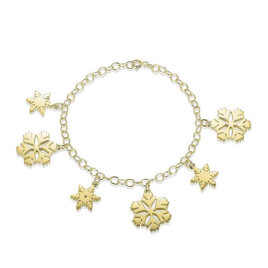 Banter 18K Gold Plated Diamond Accent Snowflake Charm Bracelet Bracelets