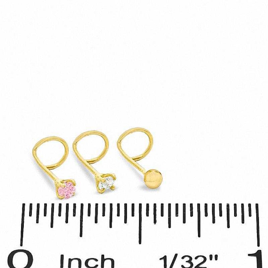 Banter 14K Gold Cz Nose Stud Set - 22G Nose