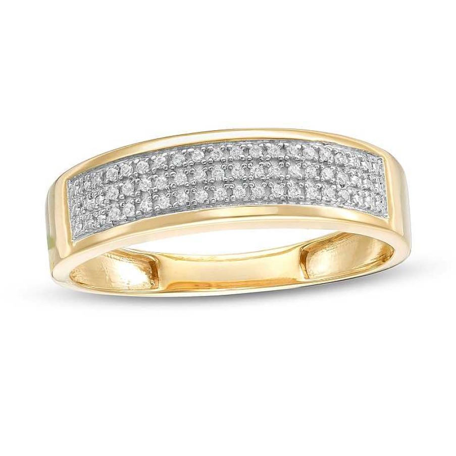 Banter 1/10 Ct. T.W. Diamond Triple Row Wedding Band In 10K Gold Rings