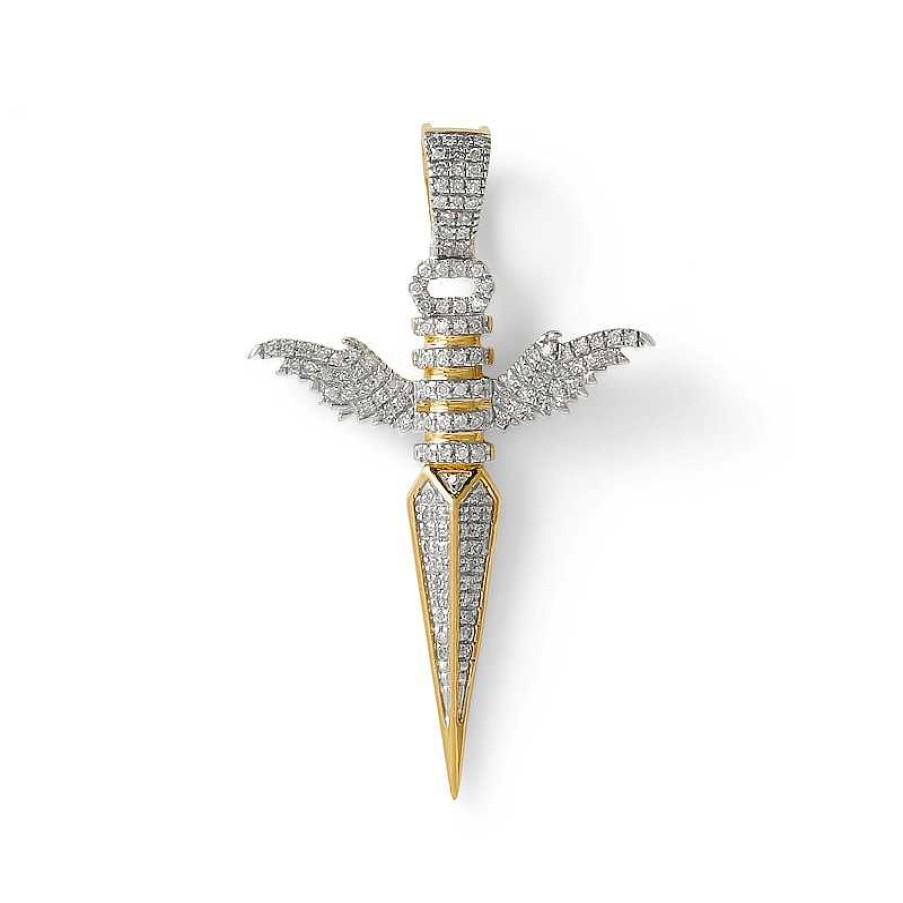 Banter 1/4 Ct. T.W. Diamond Angel Dagger Necklace Charm In 10K Gold Charms