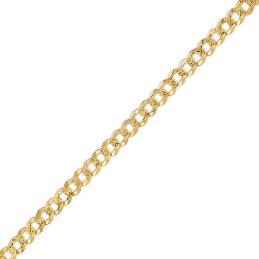 Banter 120 Gauge Diamond-Cut Pav Curb Chain Bracelet In 10K Solid Gold - 8.5" Bracelets