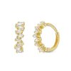 Banter Cubic Zirconia Jagged Baguette Huggie Hoop Earrings In 10K Gold Earrings