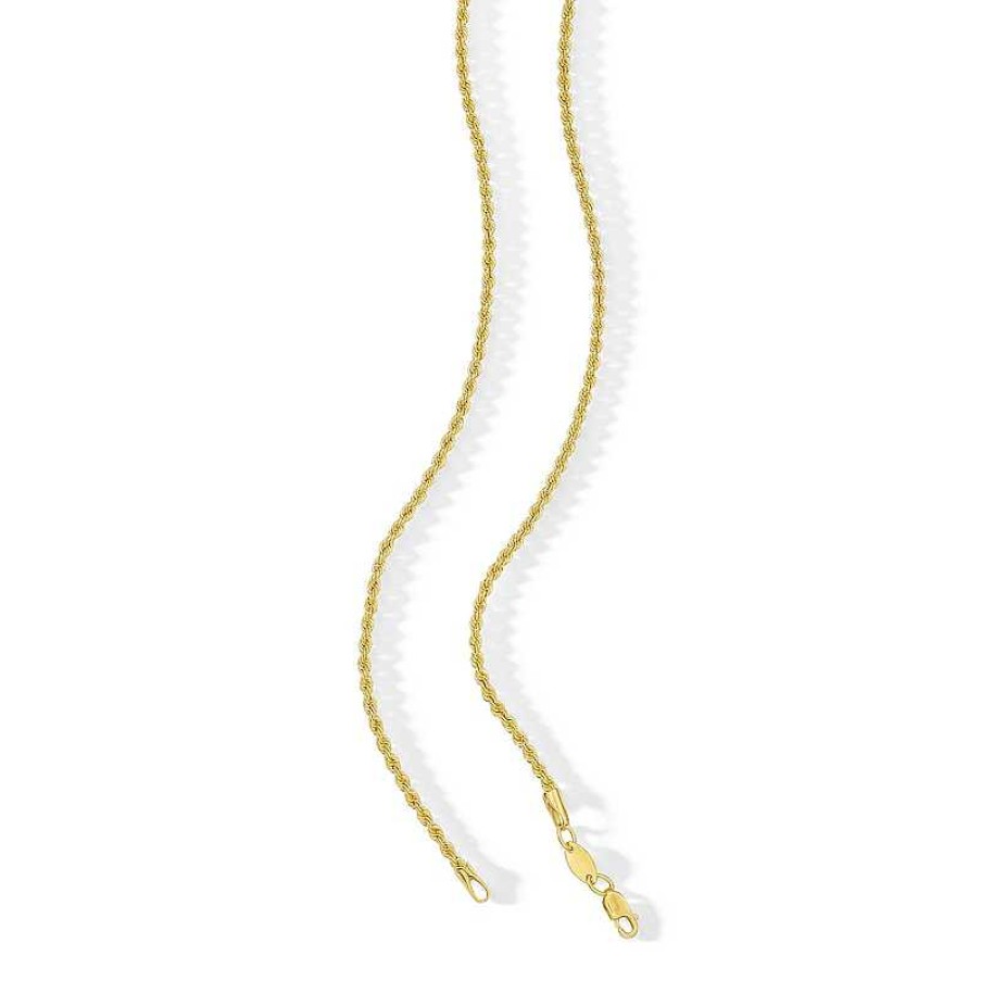 Banter 016 Gauge Rope Chain Necklace In 10K Solid Gold Bonded Sterling Silver - 22" Necklaces