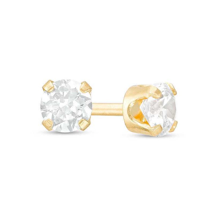 Banter 3Mm Cubic Zirconia Solitaire Stud Piercing Earrings In 14K Solid Gold Earrings