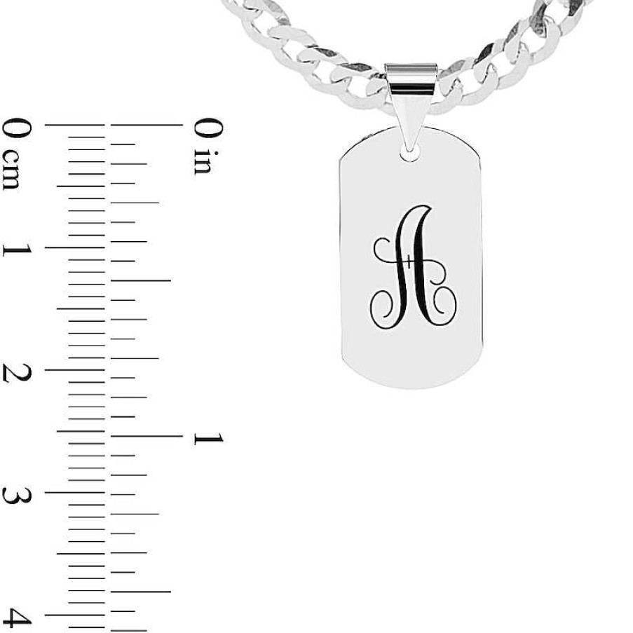 Banter Sterling Silver Initial Dog Tag Curb Chain Necklaces