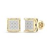 Banter 10K Solid Gold 1/4 Ct. T.W. Lab-Created Diamond Nine Stone Square Studs Earrings