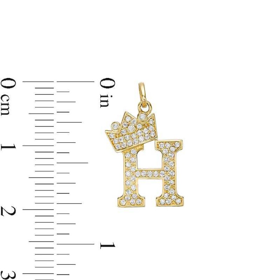 Banter Cubic Zirconia "H" Initial With Crown Necklace Charm In 10K Solid Gold Charms