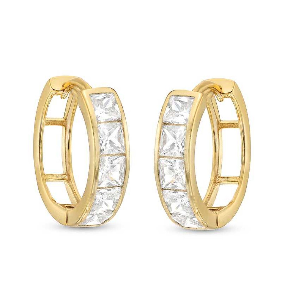 Banter Princess-Cut Cubic Zirconia Huggie Earrings In Sterling Silver With 18K Gold Plate Earrings