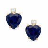 Banter 6Mm Heart-Shaped Lab-Created Sapphire And Cubic Zirconia Stud Earrings In 10K Gold Earrings